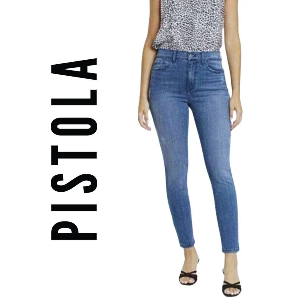Pistola, High Rise Stretch Skinny Jeans, Blue, Medium Wash